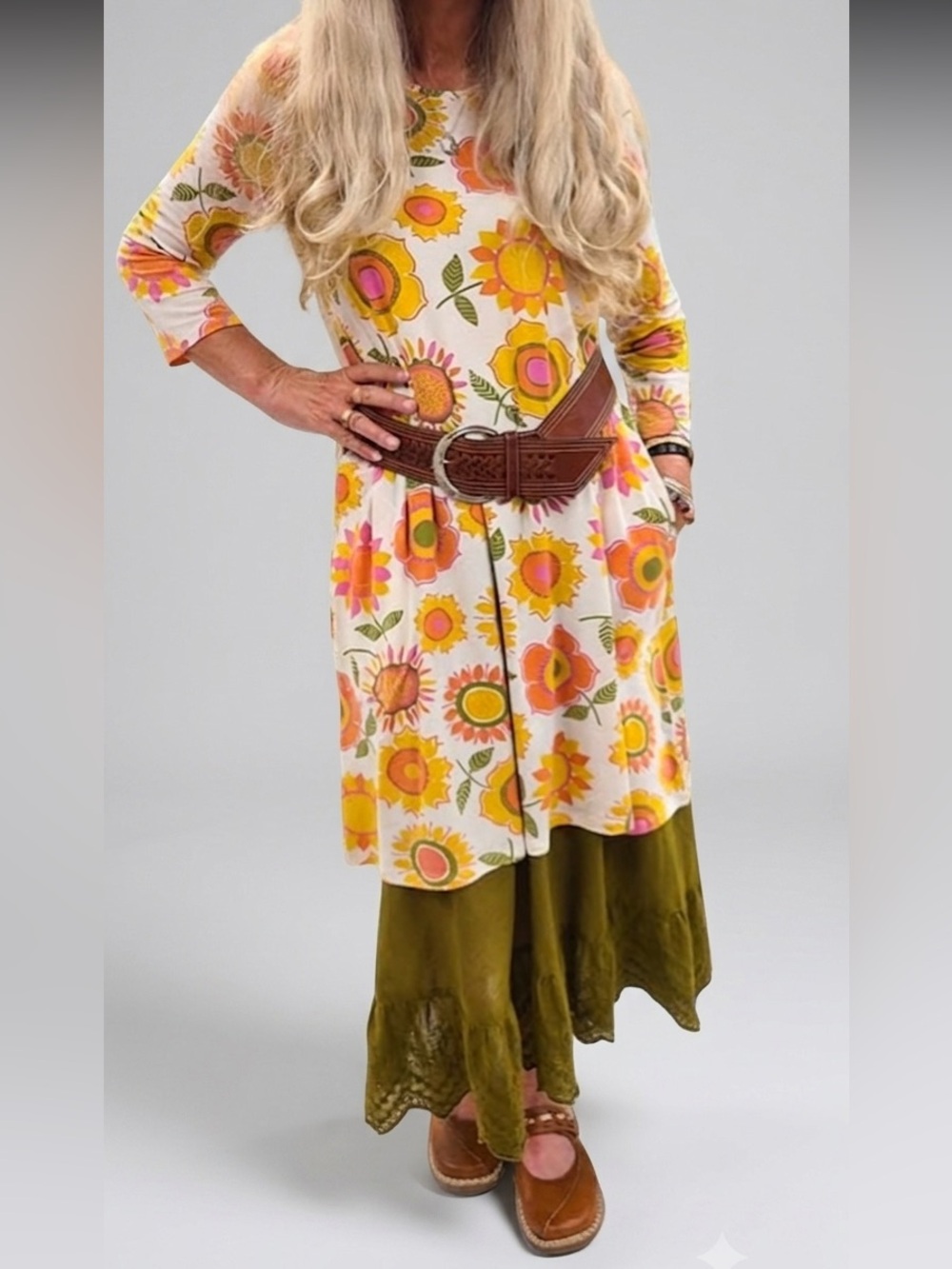 Gudrun Sjoden Sunflower Jersey Pocket Dress Large
